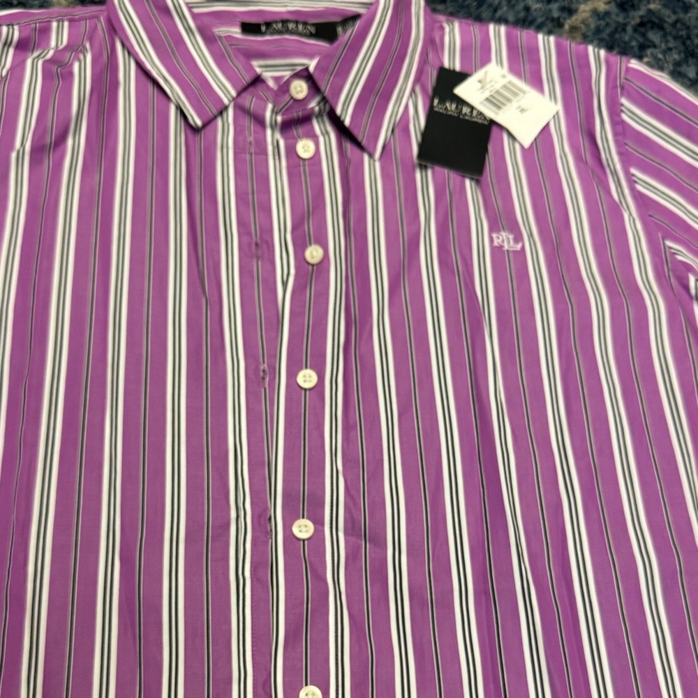 NEW Lauren Ralph Lauren Vibrant Striped Shirt - Picture 5 of 16